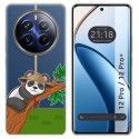Funda Silicona Transparente para Realme 12 5G / 12x 5G diseño Panda Dibujos