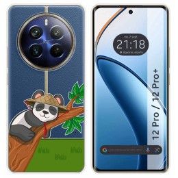 Funda Silicona Transparente para Realme 12 5G / 12x 5G diseño Panda Dibujos