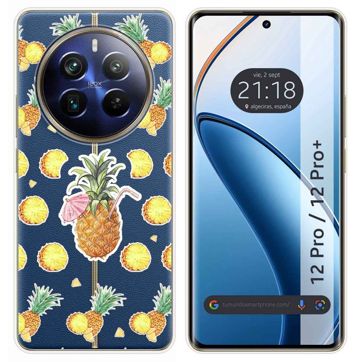 Funda Silicona Transparente para Realme 12 5G / 12x 5G diseño Piña Dibujos