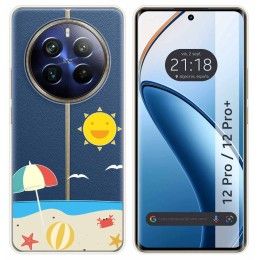 Funda Silicona Transparente para Realme 12 5G / 12x 5G diseño Playa Dibujos