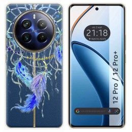 Funda Silicona Transparente para Realme 12 5G / 12x 5G diseño Plumas Dibujos