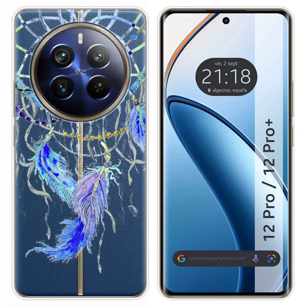 Funda Silicona Transparente para Realme 12 5G / 12x 5G diseño Plumas Dibujos