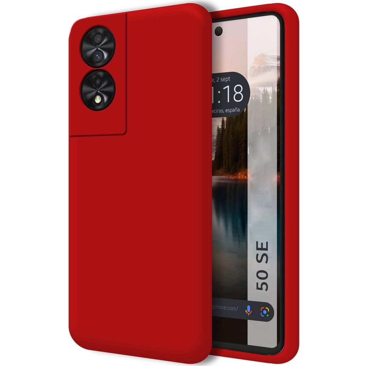 Funda Silicona Líquida Ultra Suave para TCL 50 SE color Roja