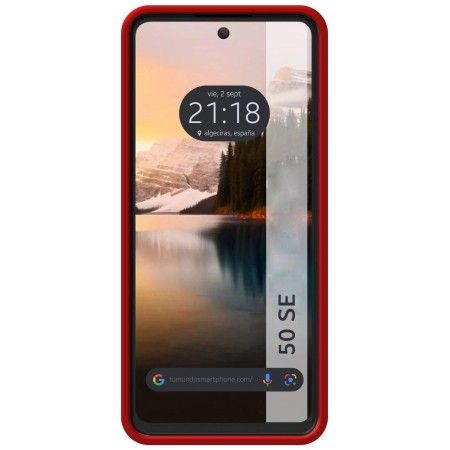 Funda Silicona Líquida Ultra Suave para TCL 50 SE color Roja