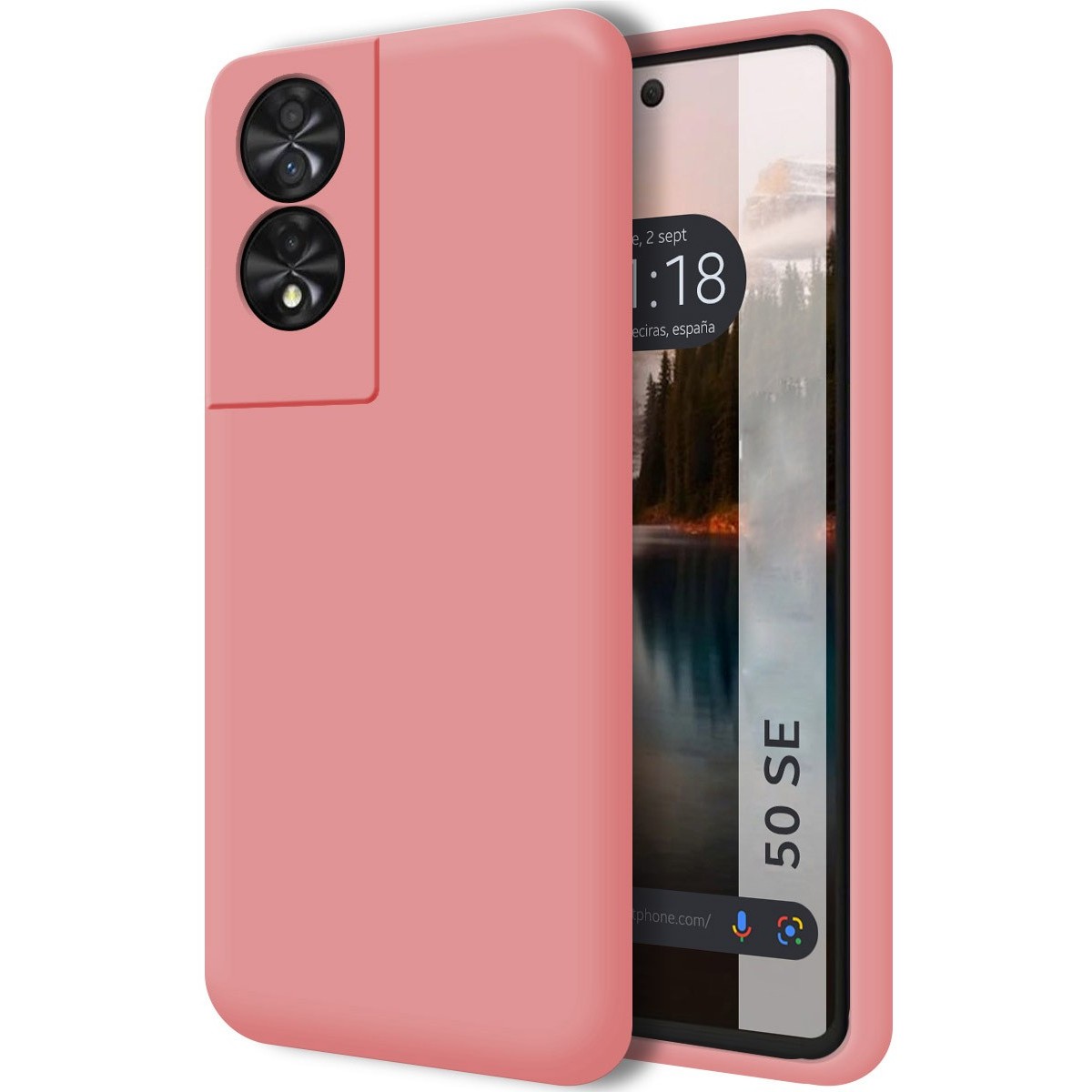 Funda Silicona Líquida Ultra Suave para TCL 50 SE color Rosa