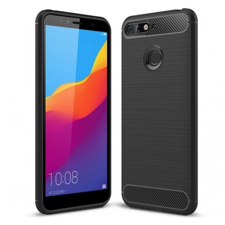 Funda Gel Tpu Tipo Carbon Negra para Huawei Honor 7A / Y6 2018