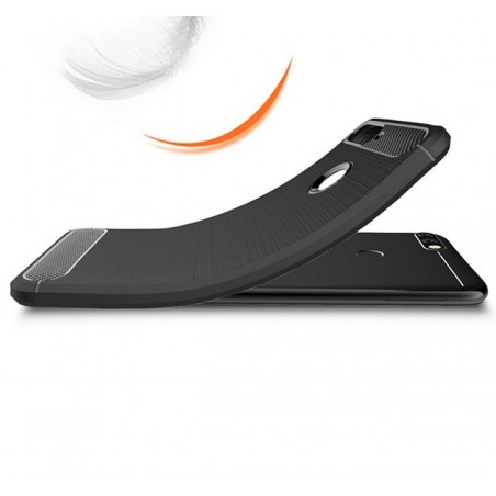 Funda Gel Tpu Tipo Carbon Negra para Huawei Honor 7A / Y6 2018