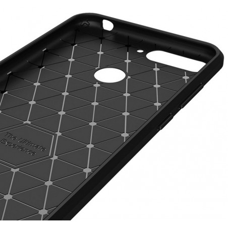 Funda Gel Tpu Tipo Carbon Negra para Huawei Honor 7A / Y6 2018