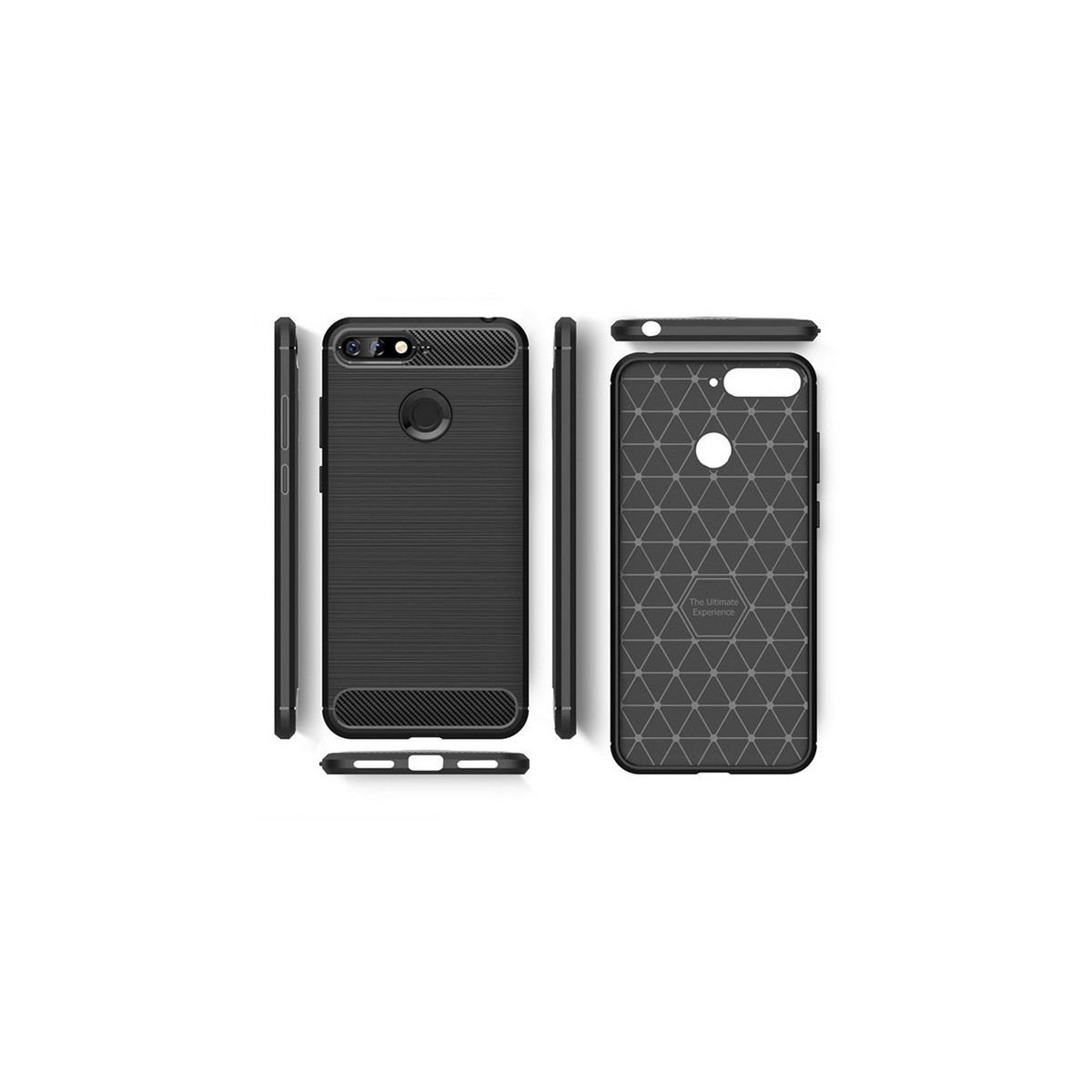 Funda Gel Tpu Tipo Carbon Negra para Huawei Honor 7A / Y6 2018