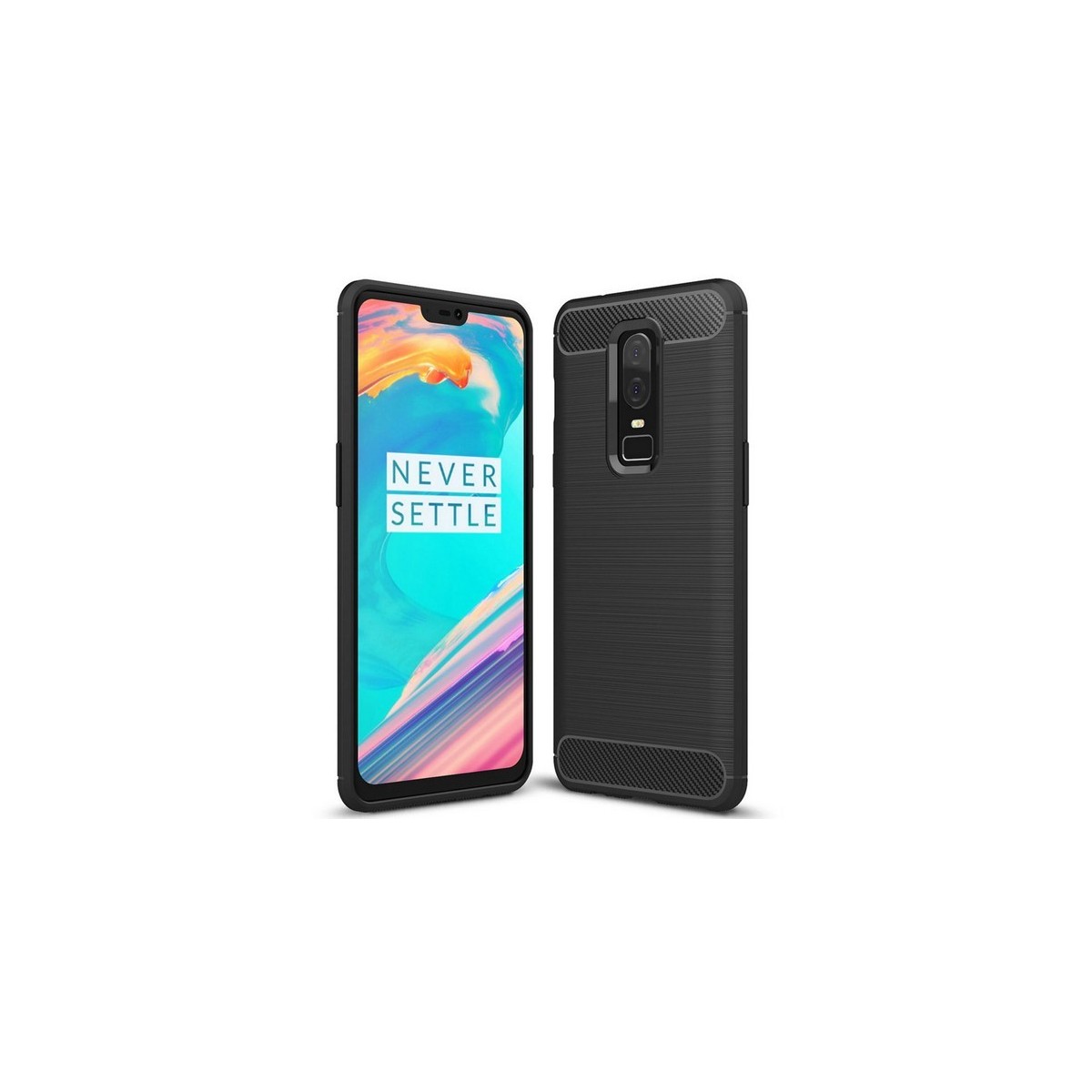 Funda Gel Tpu Tipo Carbon Negra para Oneplus 6