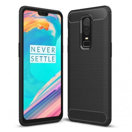 Funda Gel Tpu Tipo Carbon Negra para Oneplus 6