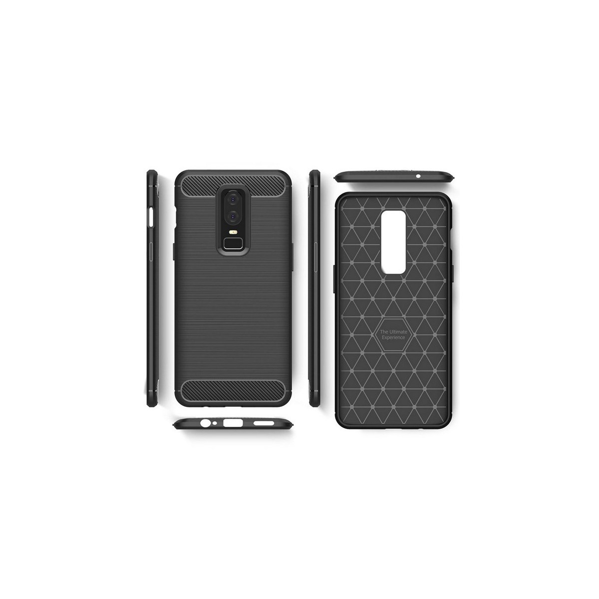 Funda Gel Tpu Tipo Carbon Negra para Oneplus 6