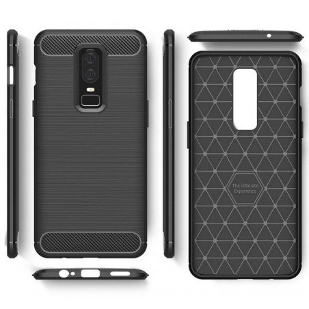 Funda Gel Tpu Tipo Carbon Negra para Oneplus 6
