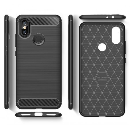 Funda Gel Tpu Tipo Carbon Negra para Xiaomi Mi 6X / Mi A2