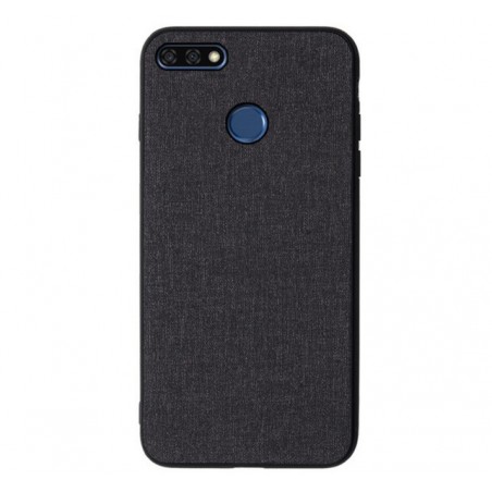 Funda Gel Tpu Efecto Tela Color Negra para Huawei Honor 7C / Y7 2018