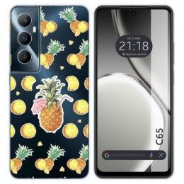 Funda Silicona Transparente para Realme C65 4G diseño Piña Dibujos
