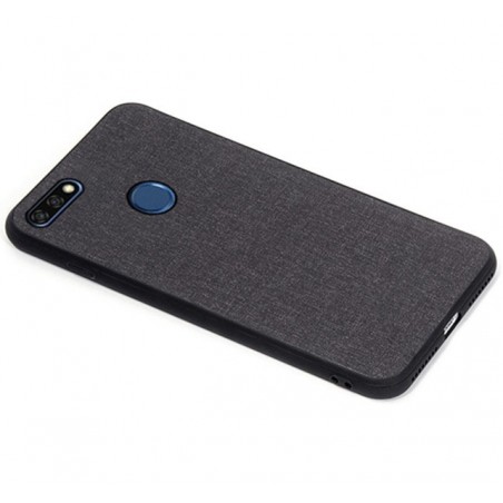 Funda Gel Tpu Efecto Tela Color Negra para Huawei Honor 7C / Y7 2018