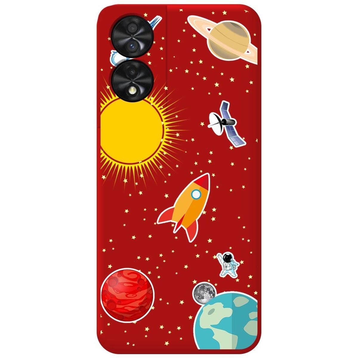 Funda Silicona Líquida Roja para TCL 50 SE diseño Espacio Dibujos