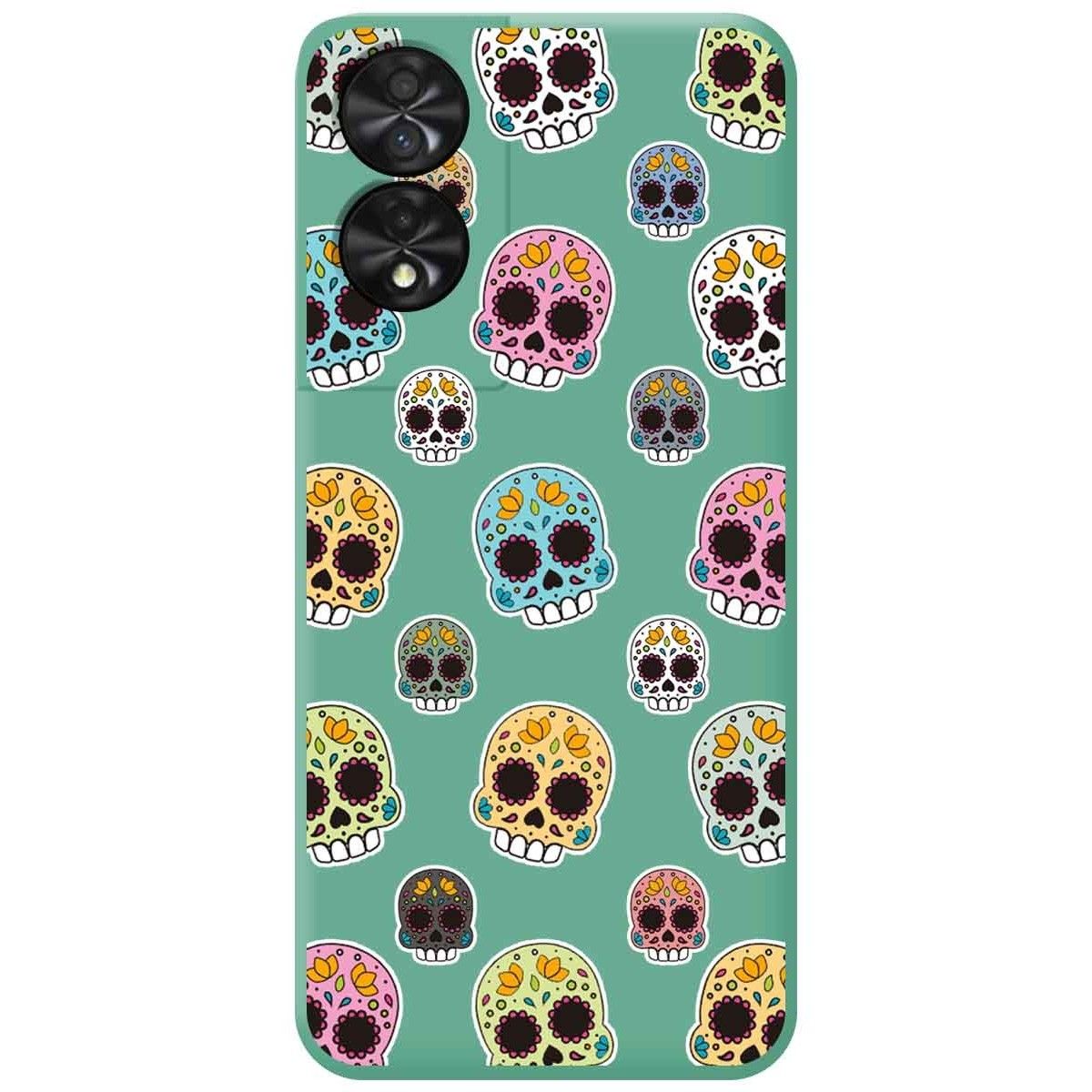 Funda Silicona Líquida Verde para TCL 50 SE diseño Catrina Dibujos