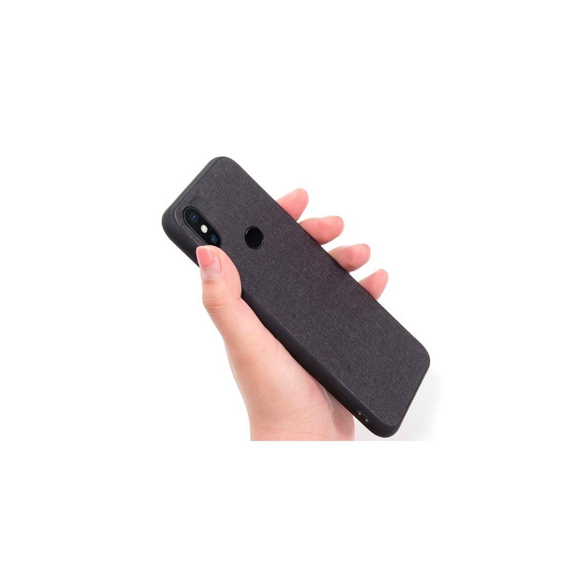 Funda Gel Tpu Efecto Tela Color Negra para Xiaomi Redmi S2