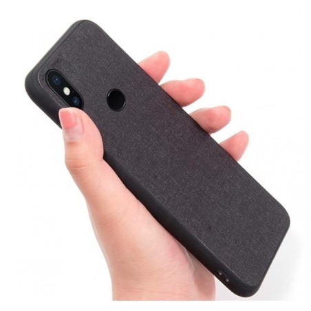 Funda Gel Tpu Efecto Tela Color Negra para Xiaomi Redmi S2