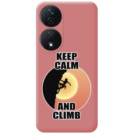 Funda Silicona Líquida Rosa para Huawei Honor X7b diseño Mujer Escalada Dibujos