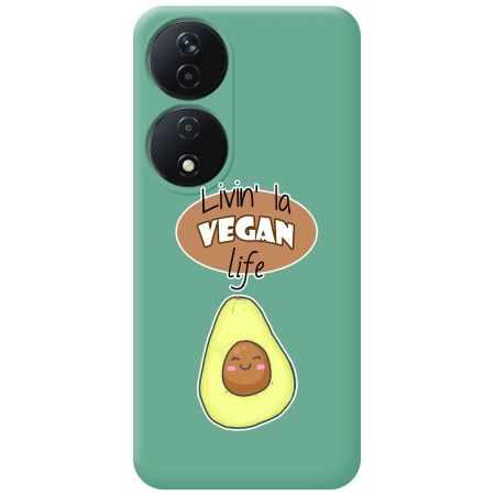 Funda Silicona Líquida Verde para Huawei Honor X7b diseño Vegan Life Dibujos
