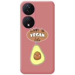 Funda Silicona Líquida Rosa para Huawei Honor 90 Smart 5G diseño Vegan Life Dibujos