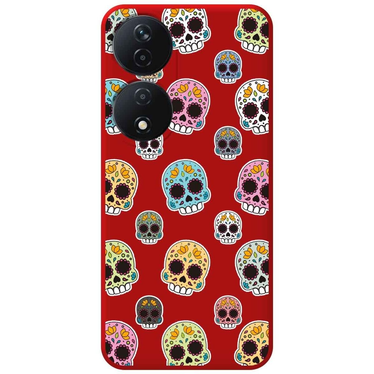 Funda Silicona Líquida Roja para Huawei Honor 90 Smart 5G diseño Catrina Dibujos
