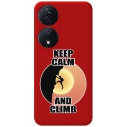 Funda Silicona Líquida Roja para Huawei Honor 90 Smart 5G diseño Hombre Escalada Dibujos