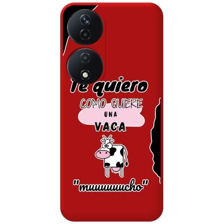 Funda Silicona Líquida Roja para Huawei Honor 90 Smart 5G diseño Vaca Dibujos