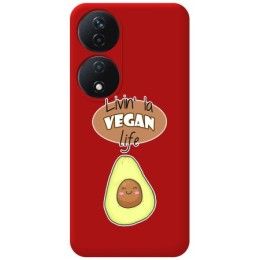 Funda Silicona Líquida Roja para Huawei Honor 90 Smart 5G diseño Vegan Life Dibujos