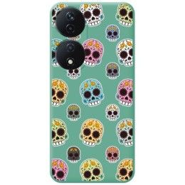 Funda Silicona Líquida Verde para Huawei Honor 90 Smart 5G diseño Catrina Dibujos