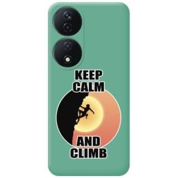 Funda Silicona Líquida Verde para Huawei Honor 90 Smart 5G diseño Mujer Escalada Dibujos