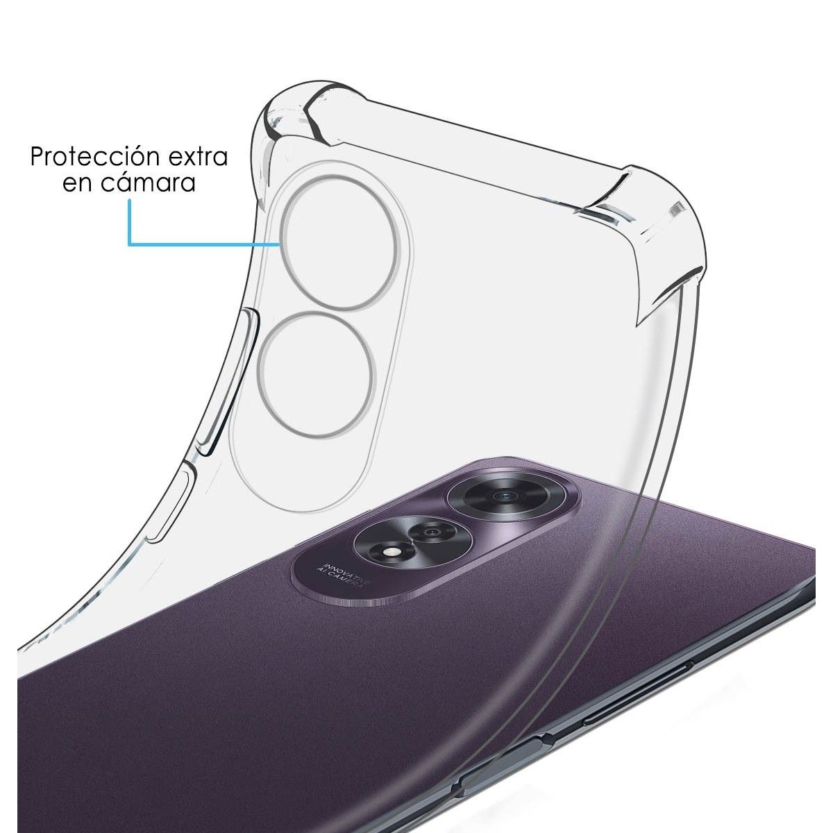 Funda Silicona Antigolpes Transparente para Oppo A60 4G