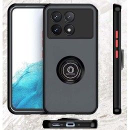 Funda Mate con Borde Negro y Anillo Giratorio 360 para Xiaomi Poco F6 Pro 5G 2