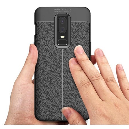 Funda Gel Tpu Tipo Piel Negra para Oneplus 6