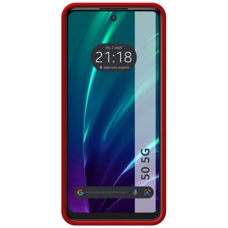 Funda Silicona Líquida Ultra Suave para TCL 50 5G color Roja