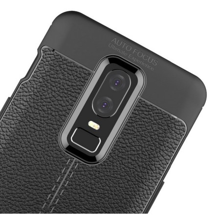 Funda Gel Tpu Tipo Piel Negra para Oneplus 6