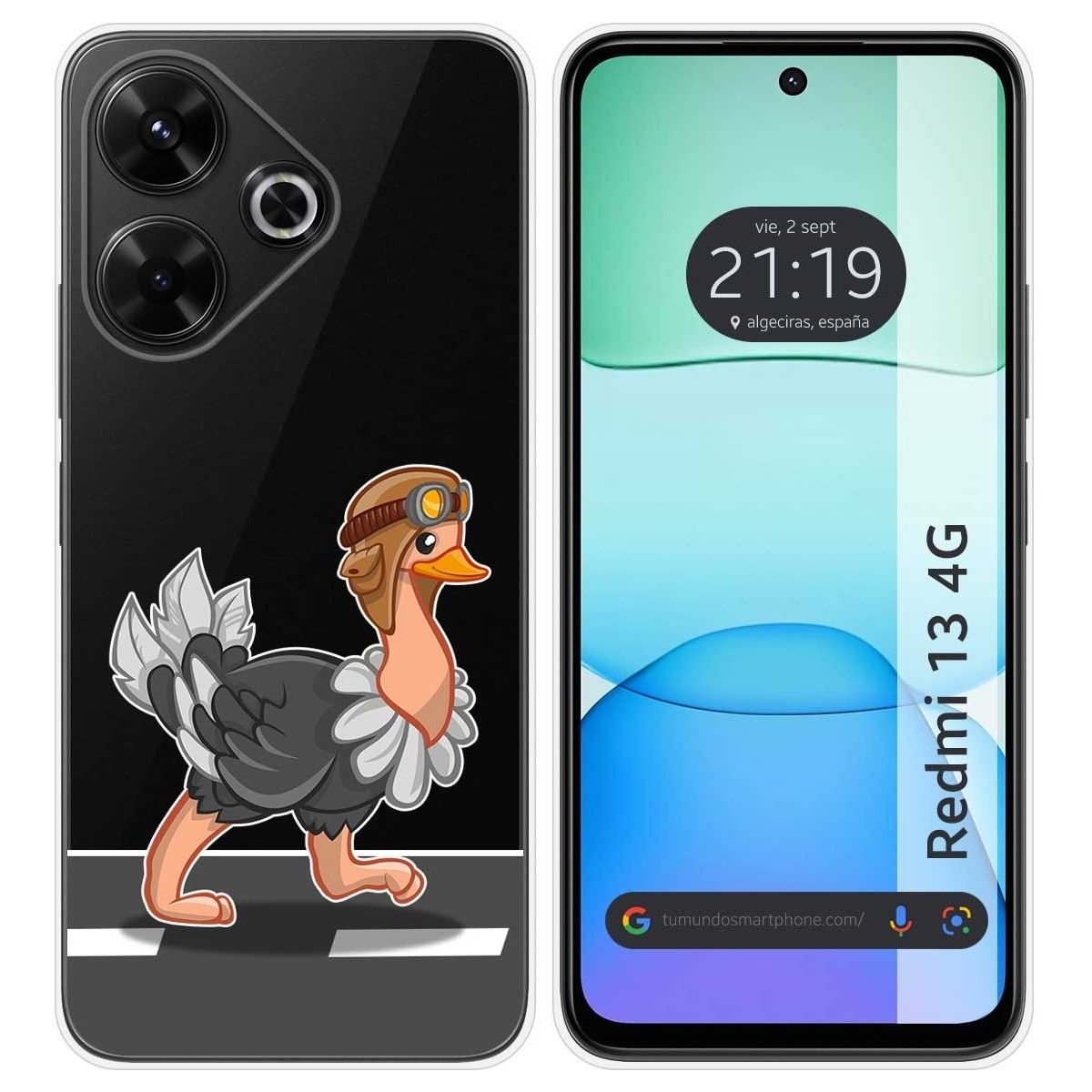 Funda Silicona Transparente para Xiaomi Redmi 13 4G diseño Avestruz Dibujos