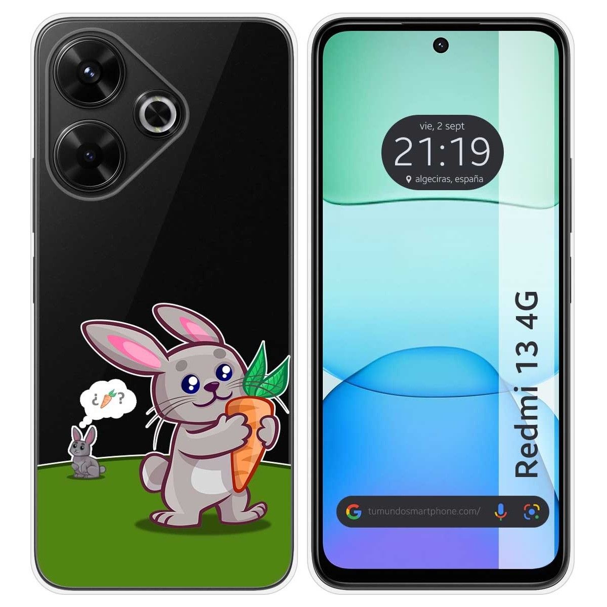 Funda Silicona Transparente para Xiaomi Redmi 13 4G diseño Conejo Dibujos