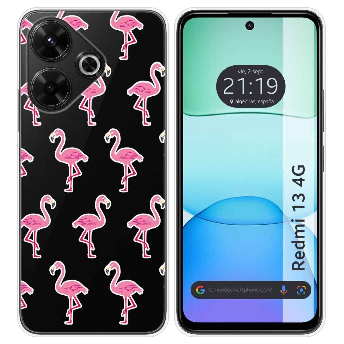 Funda Silicona Transparente para Xiaomi Redmi 13 4G diseño Flamenco Dibujos