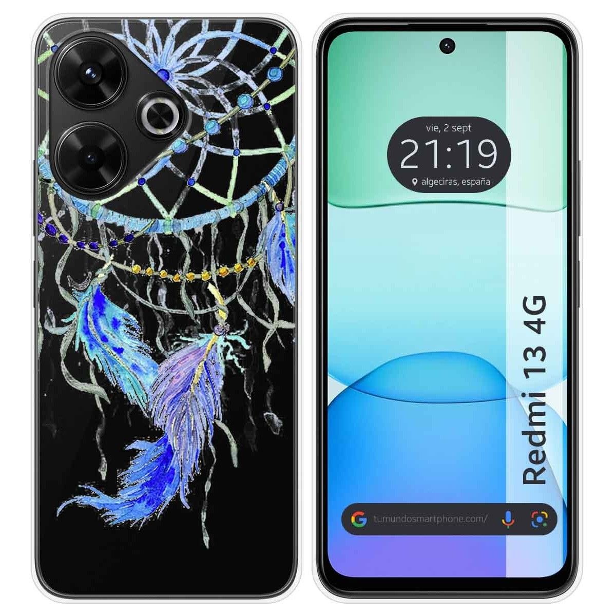 Funda Silicona Transparente para Xiaomi Redmi 13 4G diseño Plumas Dibujos