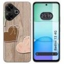 Funda Silicona para Xiaomi Redmi 13 4G diseño Corazones Madera Dibujos