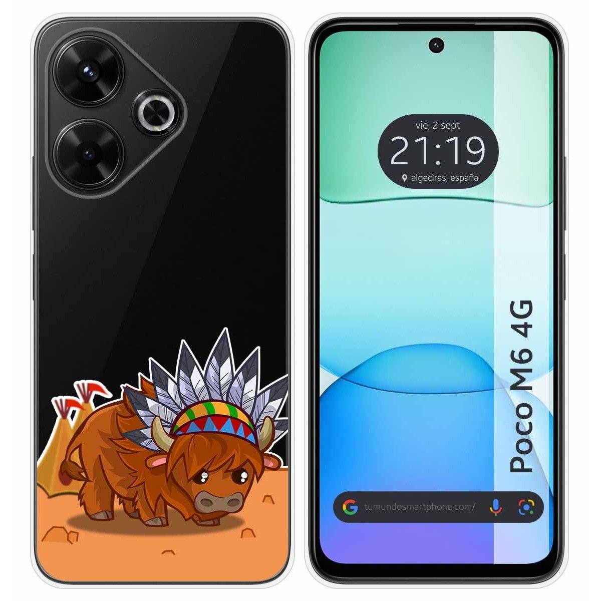 Funda Silicona Transparente para Xiaomi Poco M6 4G diseño Bufalo Dibujos