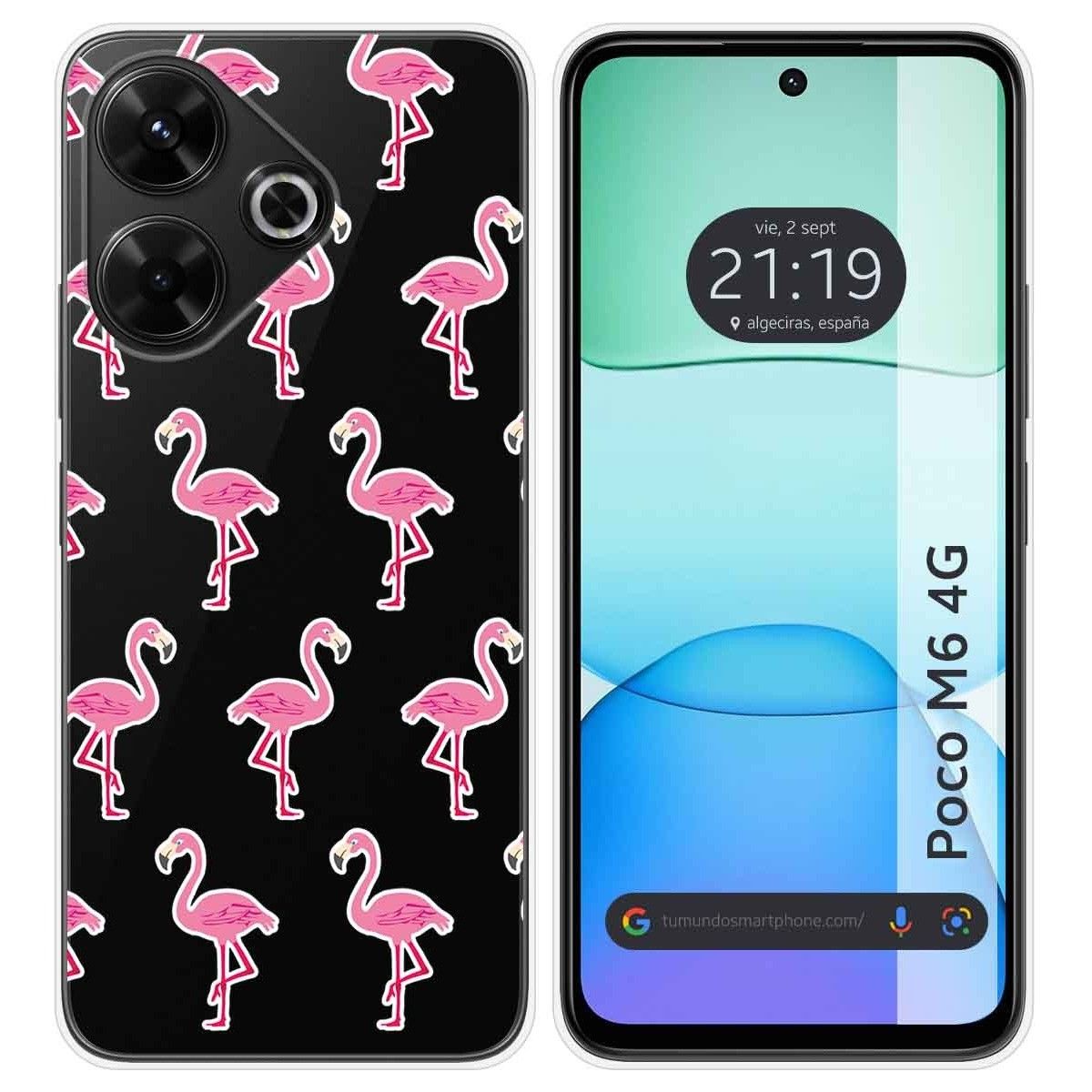 Funda Silicona Transparente para Xiaomi Poco M6 4G diseño Flamenco Dibujos