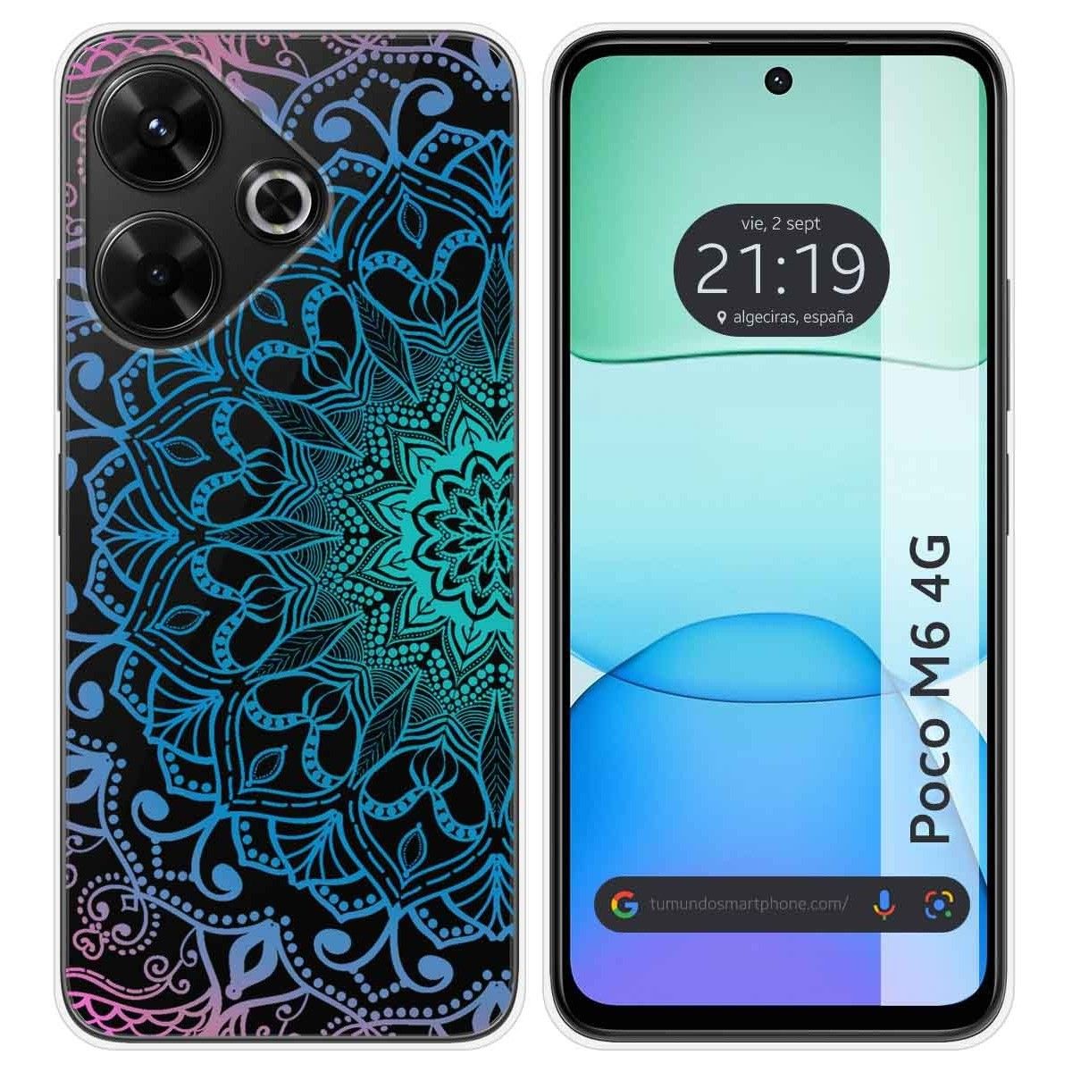 Funda Silicona Transparente para Xiaomi Poco M6 4G diseño Mandala Dibujos