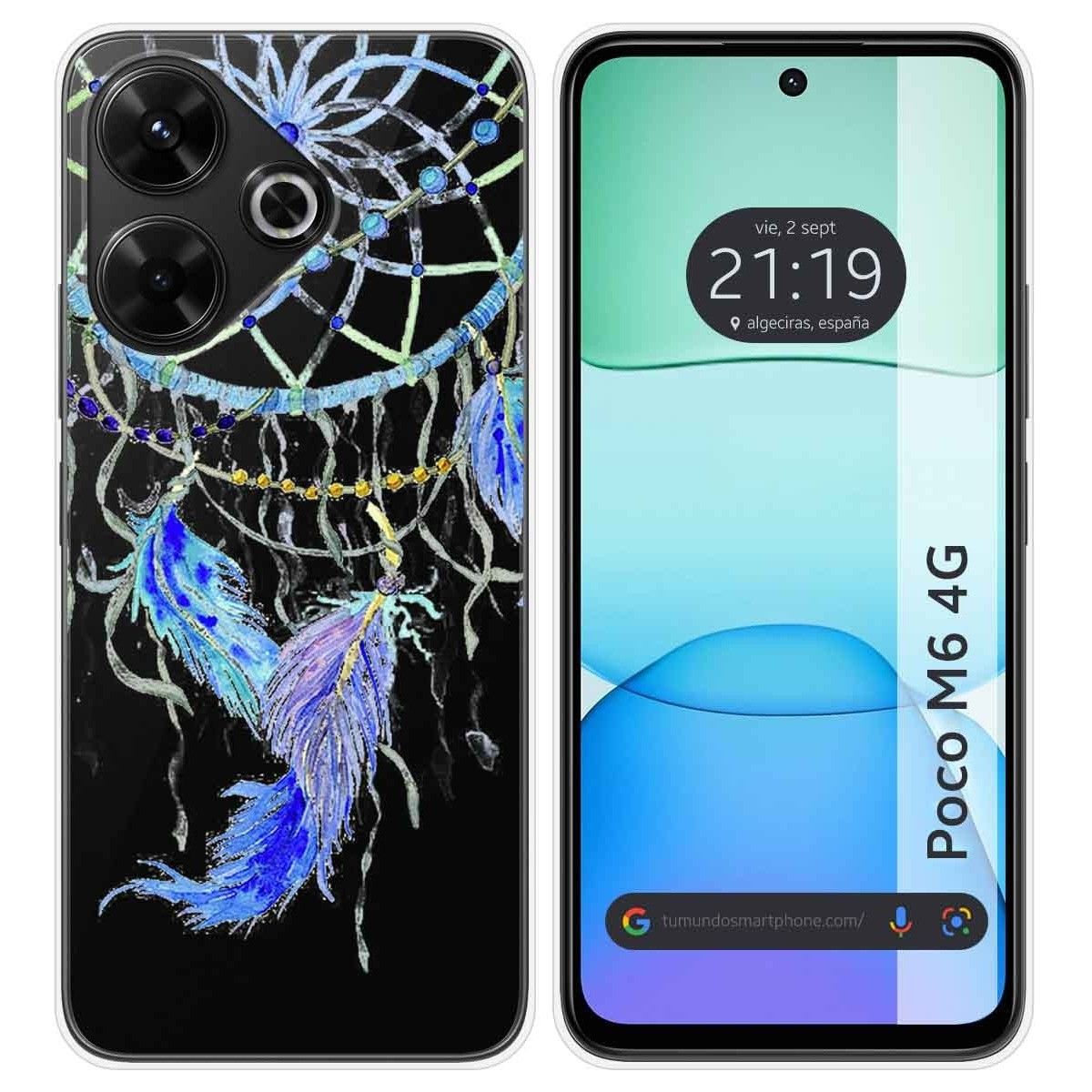 Funda Silicona Transparente para Xiaomi Poco M6 4G diseño Plumas Dibujos