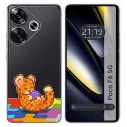 Funda Silicona Transparente para Xiaomi Poco F6 5G diseño Leopardo Dibujos