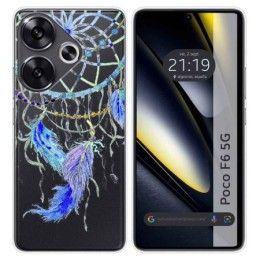 Funda Silicona Transparente para Xiaomi Poco F6 5G diseño Plumas Dibujos